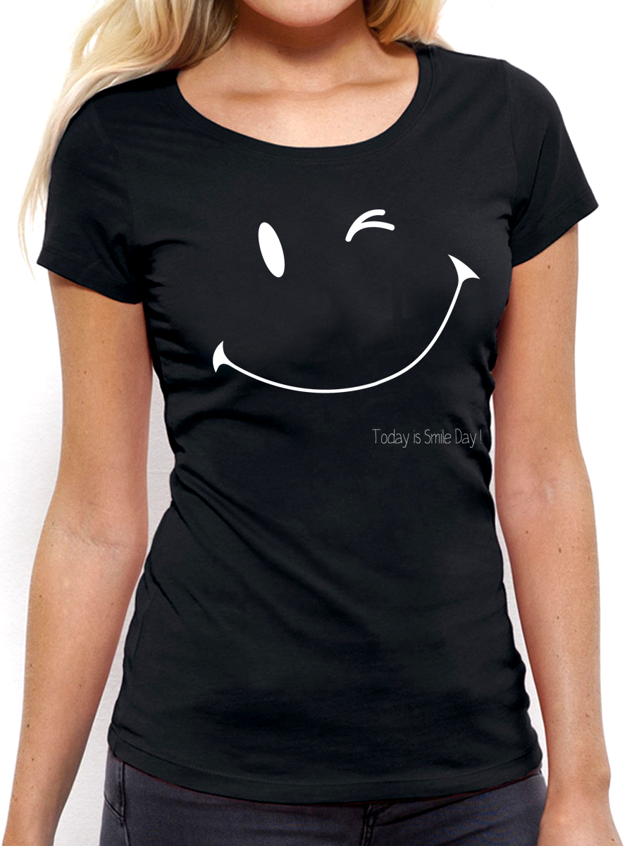 T shirt femme today smile blanc tee shirt fun en coton bio