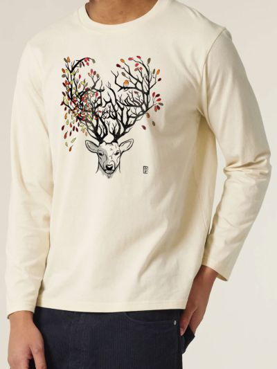 T-shirt manches longues homme "CERF D'AUTOMNE"