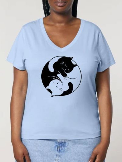 T-shirt femme manches courtes "YING YANG CAT" BY LEDUC