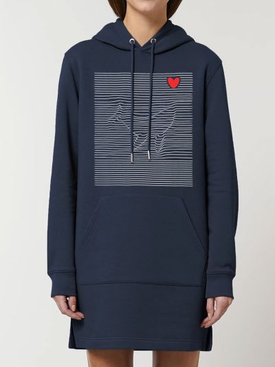 Robe sweat capuche "Baleine marinière"